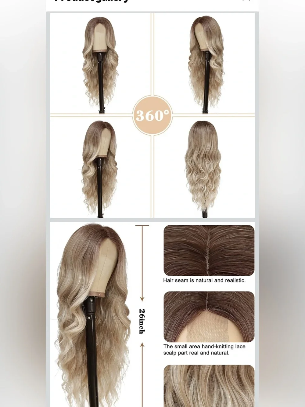 Blonde Long Wavy Lace Front Wig - Women Hair